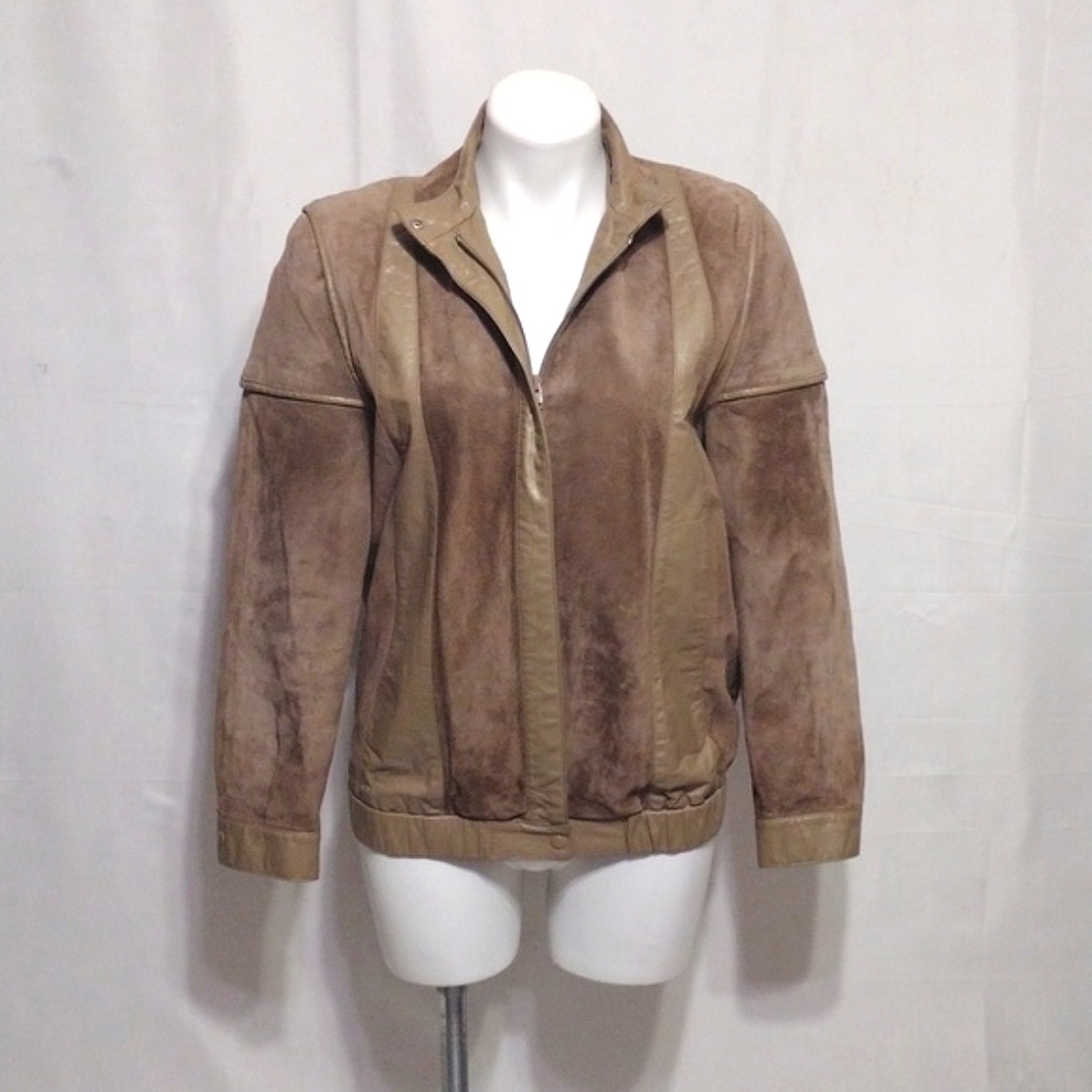 Vintage 80s West Bay Leather Moto Jacket M Biker Padded Shoulder Motorcycle Coat